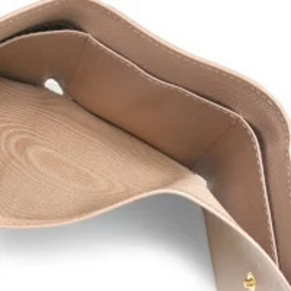 Prada QWA Tri Metal Wallet Cipria fold Beige Pink Leather Saffiano Tan Pink